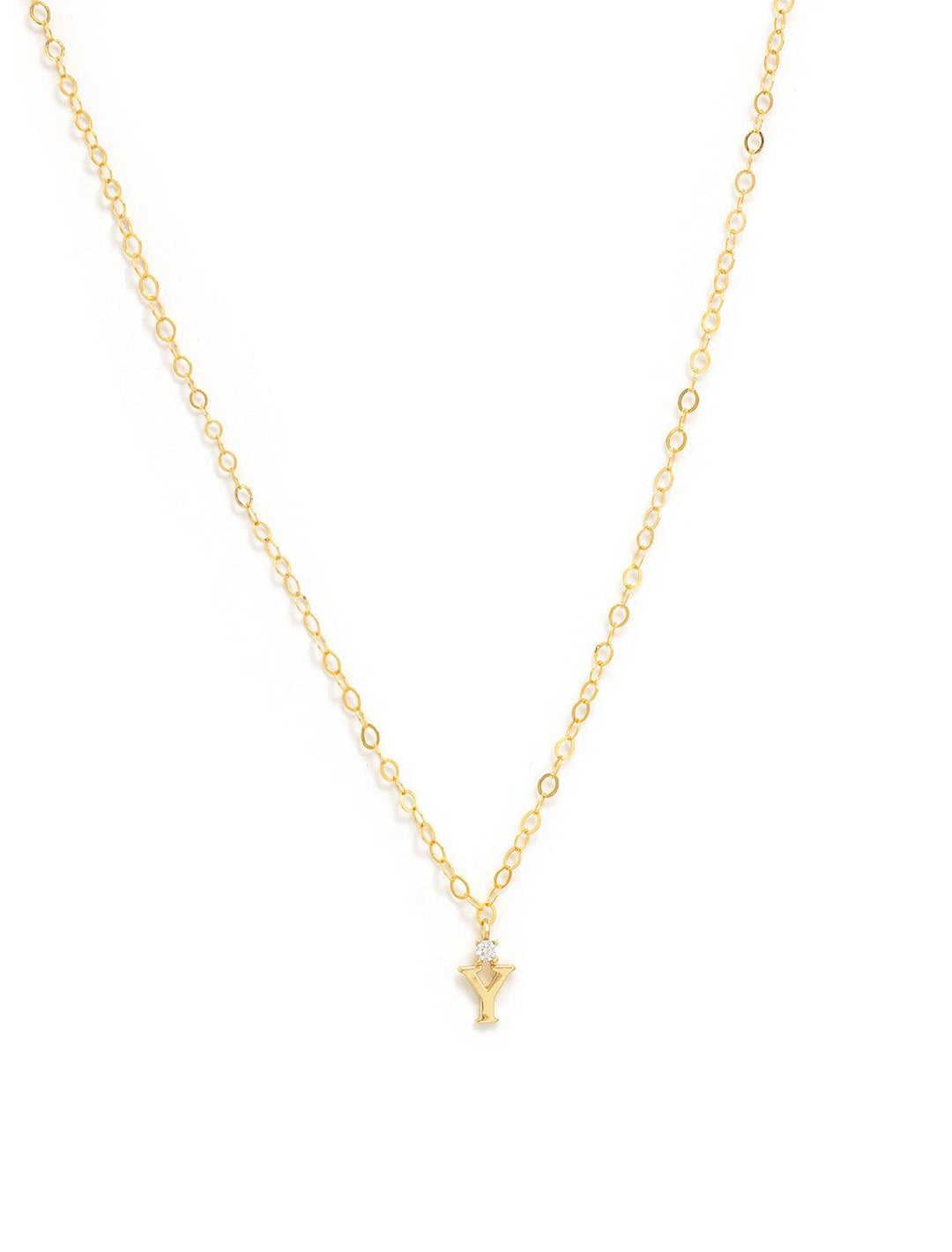 Marit Rae initial and cz necklace in gold | Y - Twigs