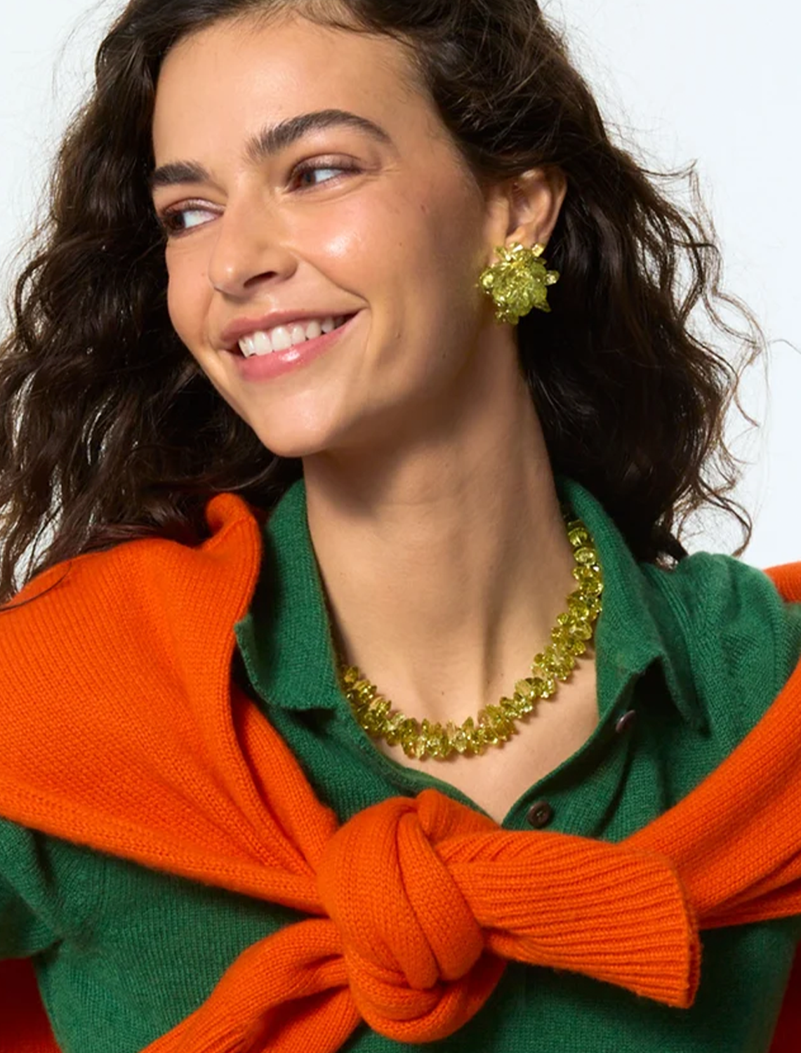 the cubic cluster necklace in kiwi