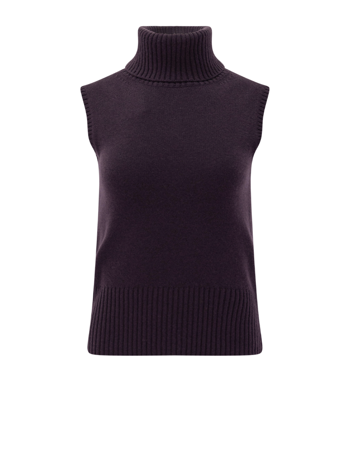 mazzy cashmere shell in dark eggplant