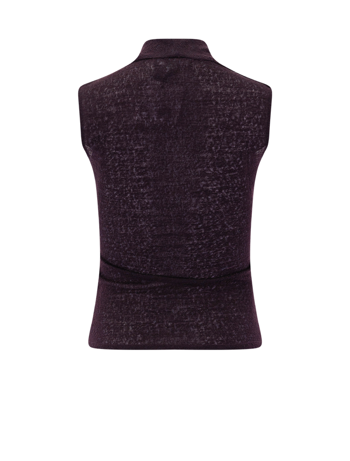 cowl neck knit shell in currant