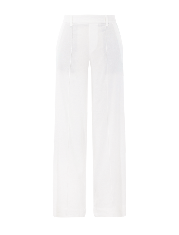 high rise pull on linen pant in offwhite