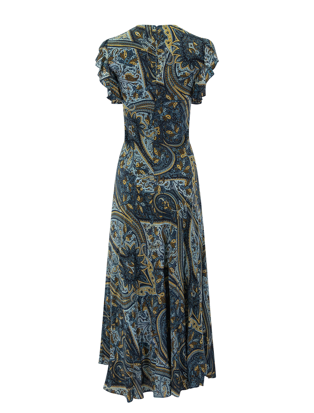 ameline silk dress in prussian print