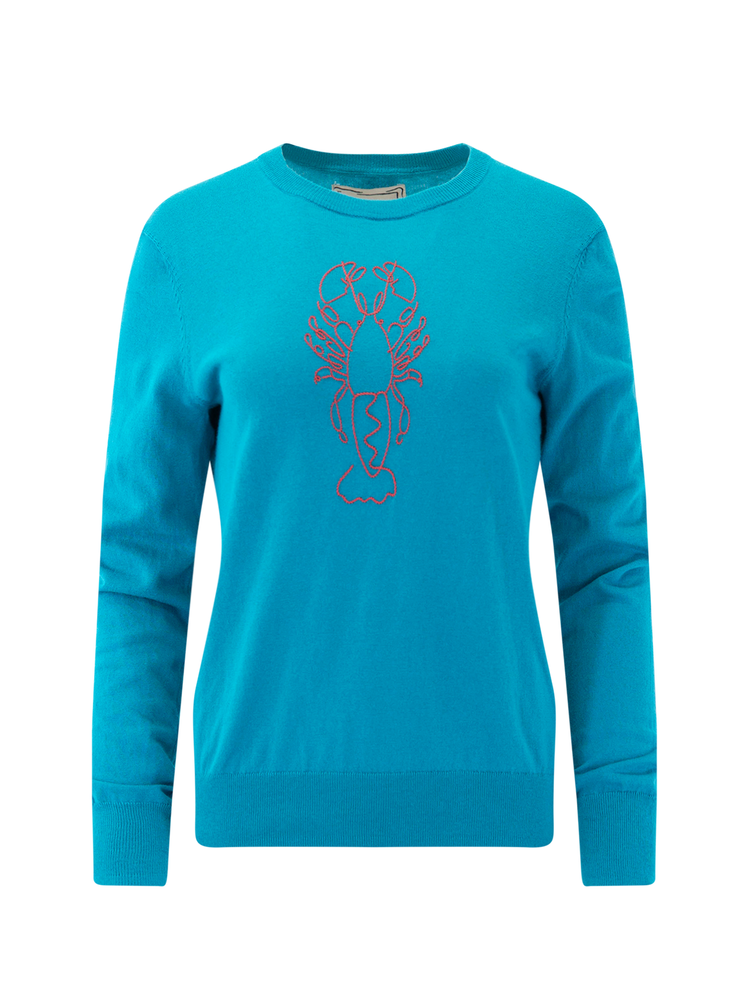 lobster crewneck sweater in teal