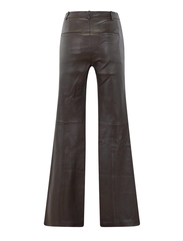 leather flare in smoked truffle