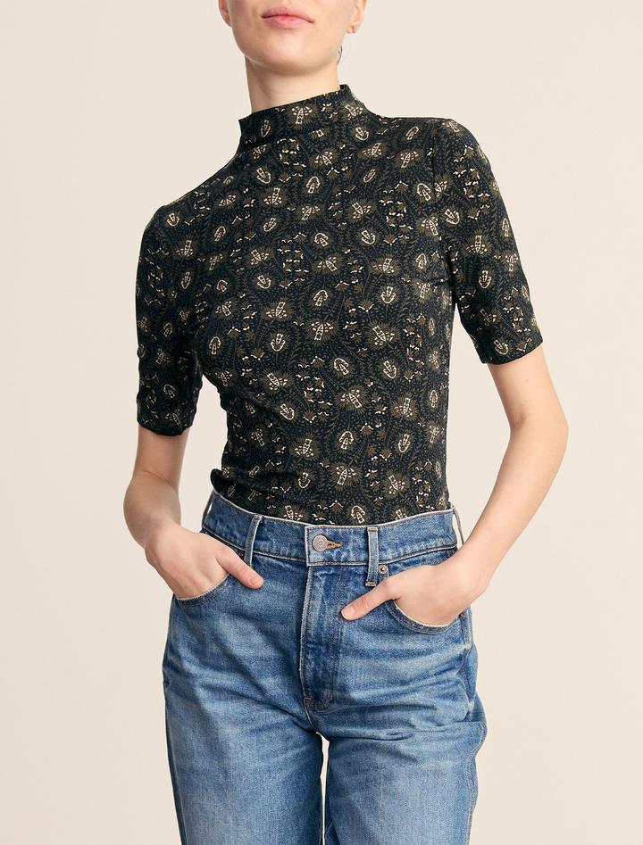 james top in black print
