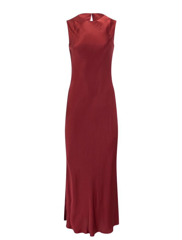 mira dress in crimson