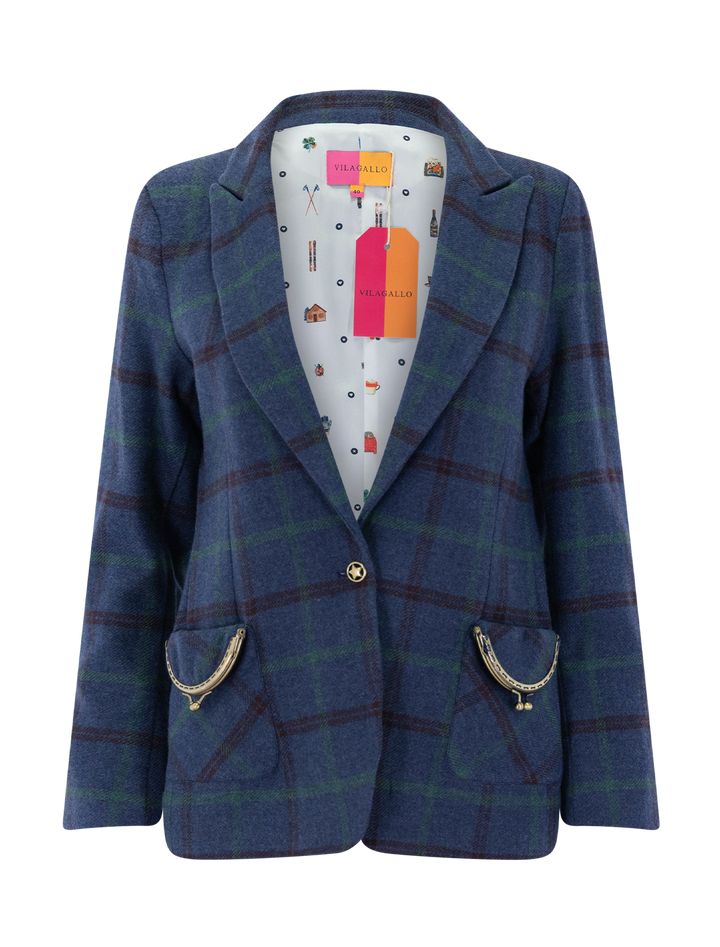 monedero blazer in blue check
