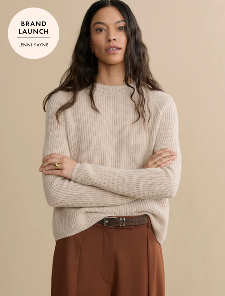 cashmere fishermans sweater in oatmeal