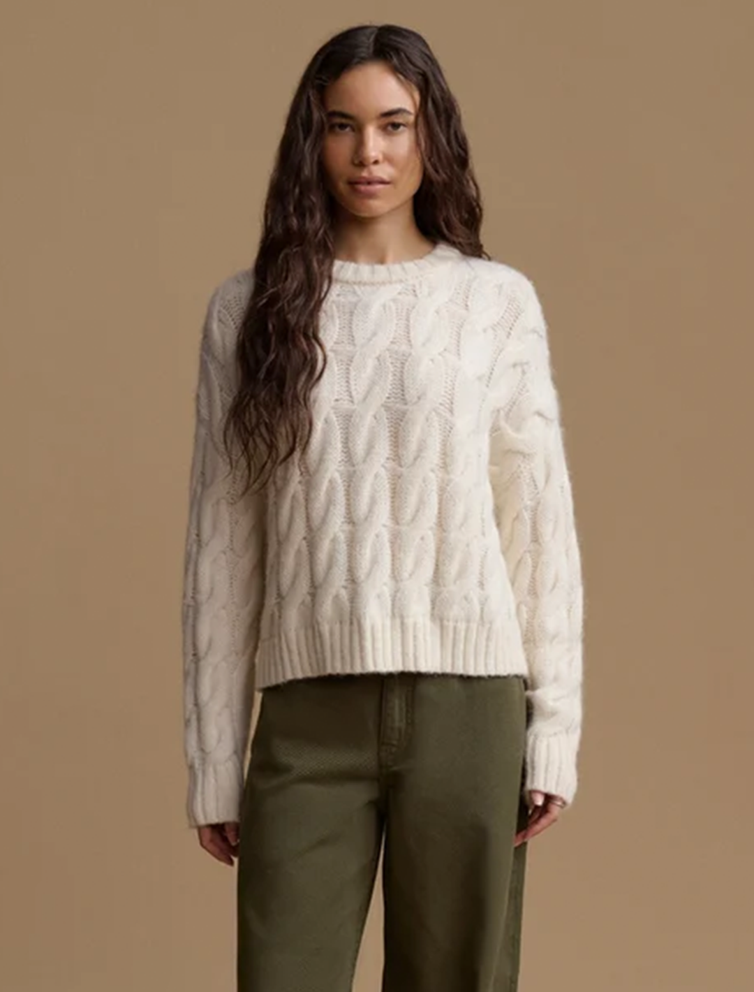 cable serena crewneck in ivory