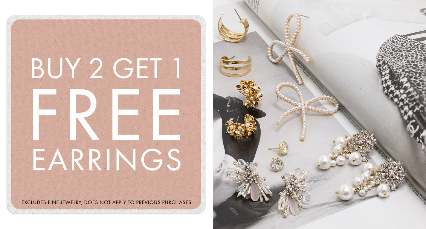 buy 2 get 1 free earrings, excludes fine jewelry