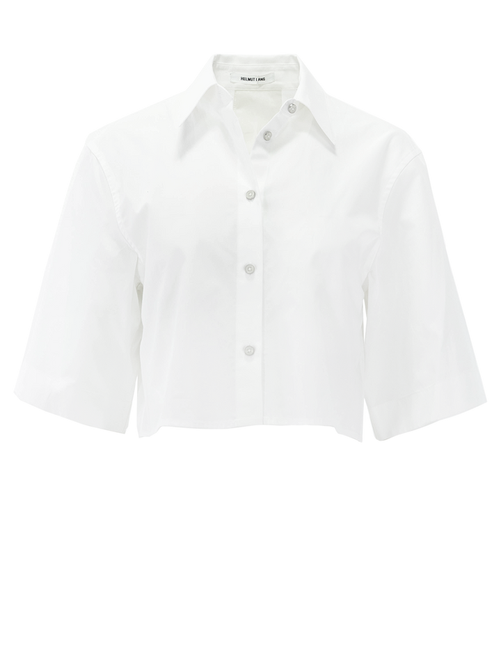 crop trench shirt in white