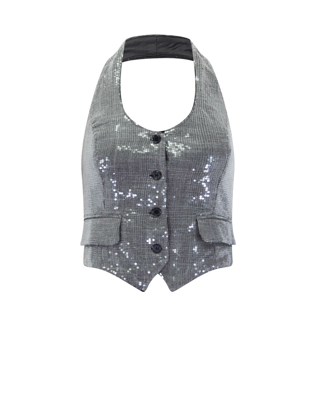 chandeller vest in black plaid