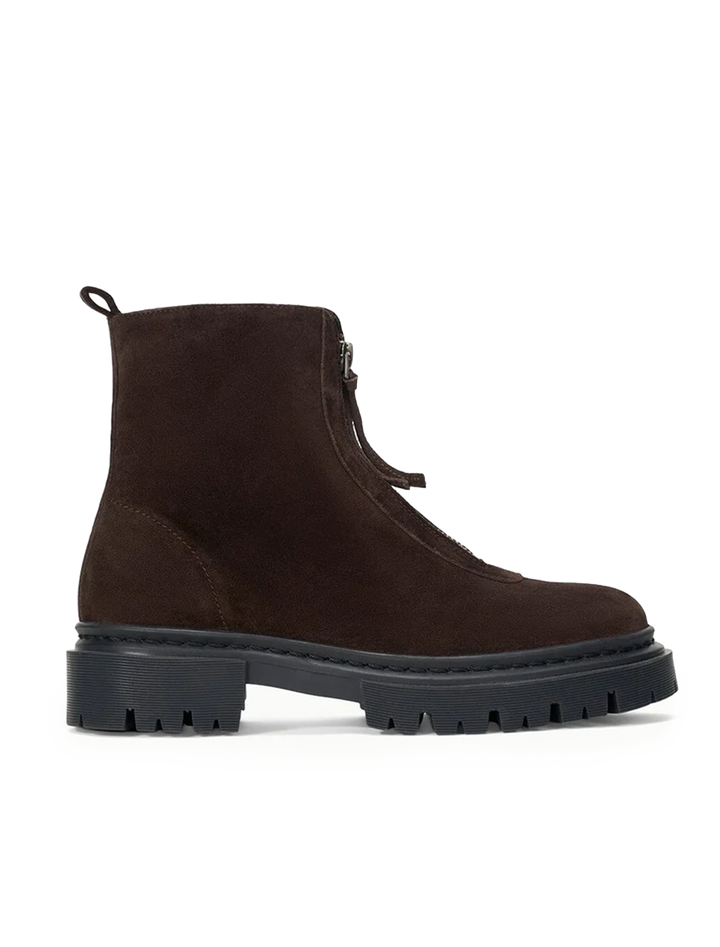 miles zip ankle boot in espresso distressed