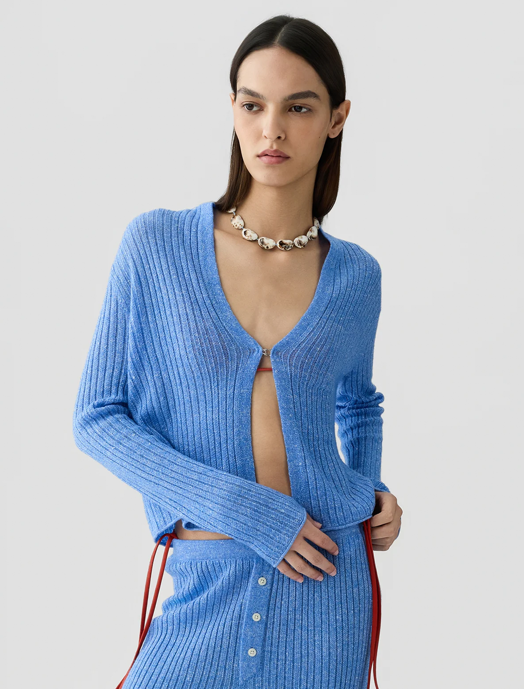 rib stealth cardi in delft blue