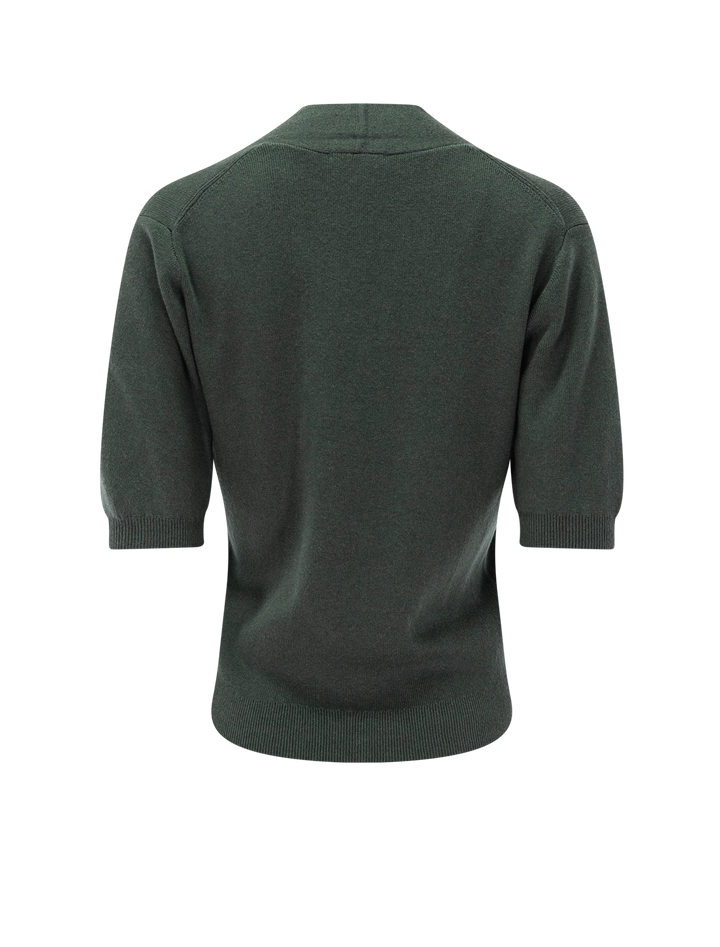 v neck elbow sleeve sweater in balsam