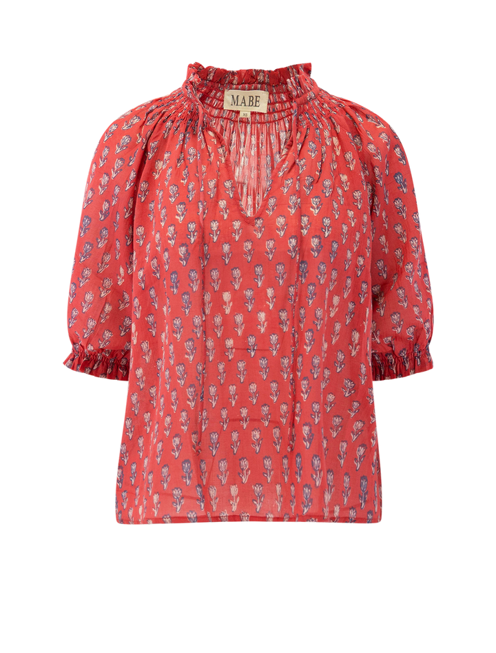 ari print short sleeve top in red