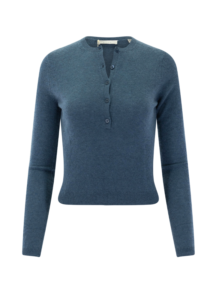 heath cashmere henley in blue stone