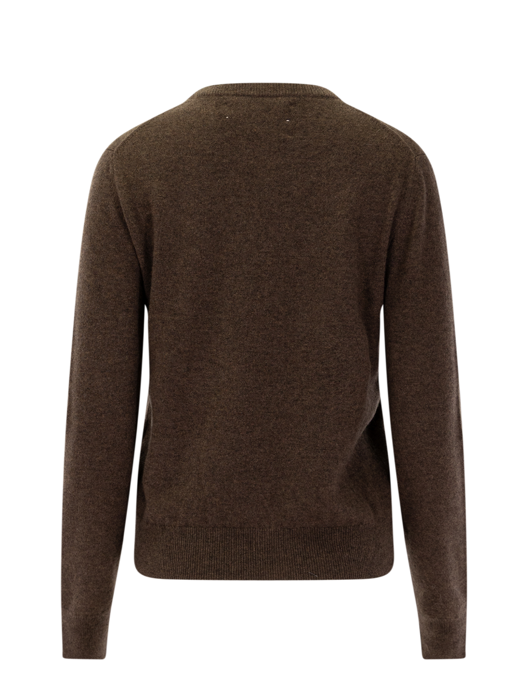 cashmere crewneck in walnut with ivory embroidery | to the moon &amp; back
