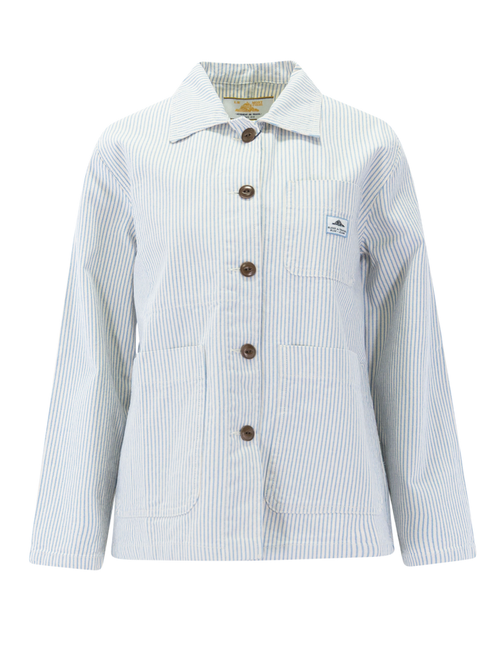 vame work jacket in blue stripe