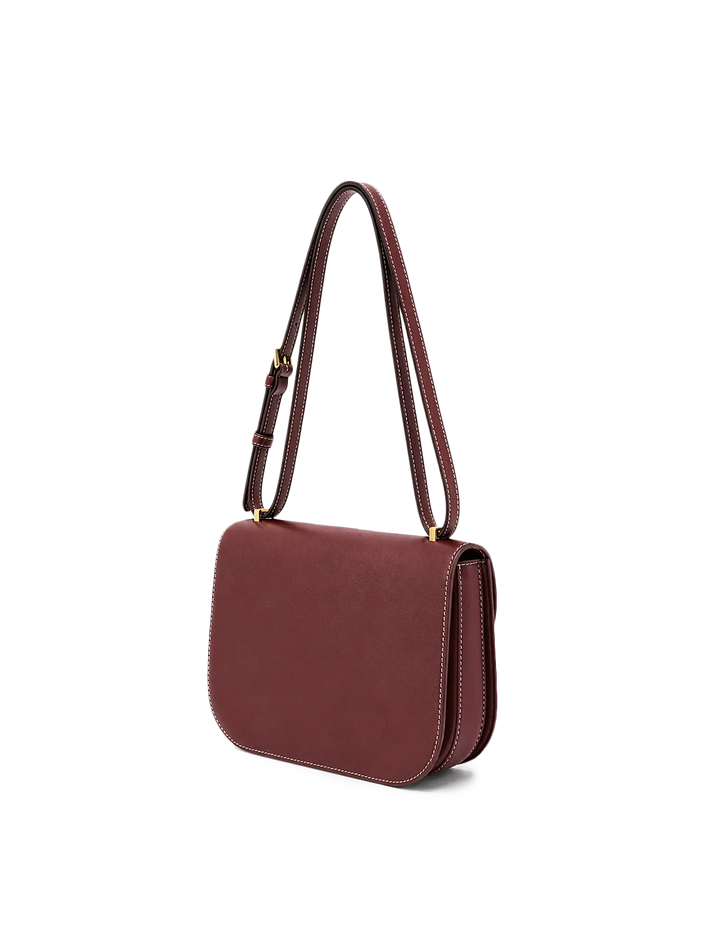 dash saddle bag in burgundy leather
