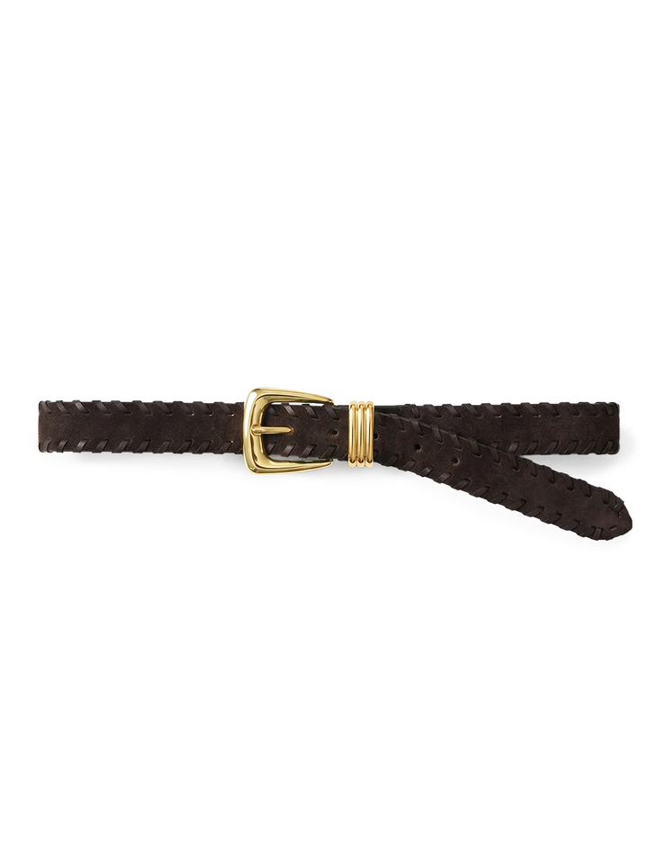 suede whipstitch arch belt in espresso