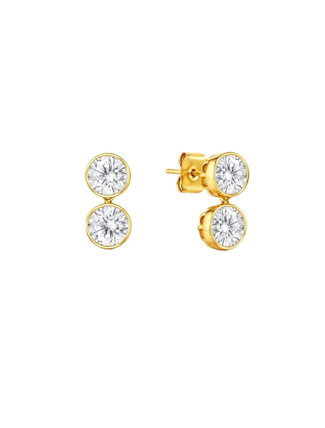 bezel double cz studs
