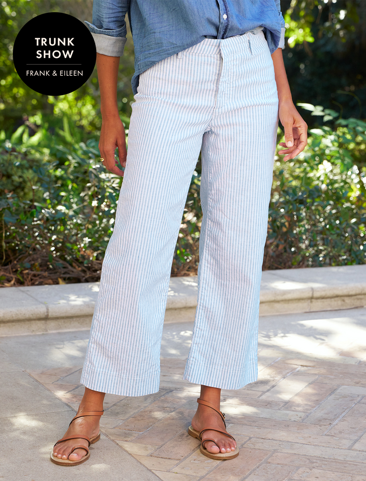 wexford pant in blue and white stripe