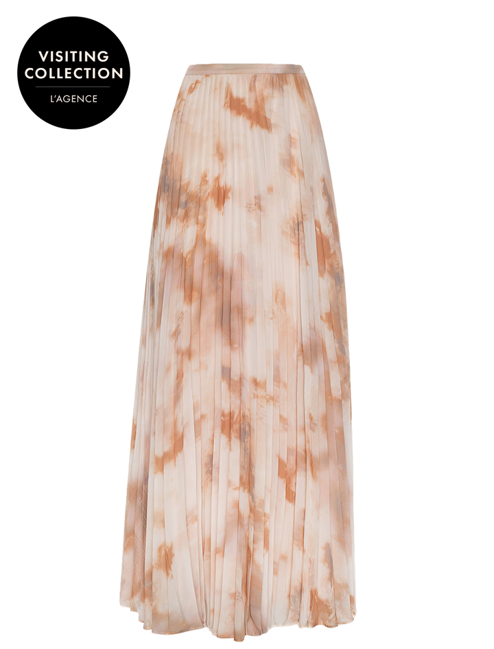 torin pleated maxi skirt in frappe tie dye