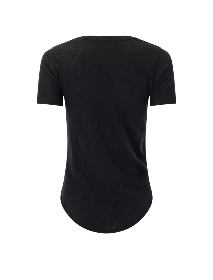 slub v-neck tee in black
