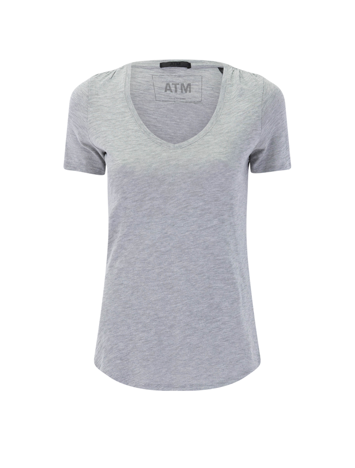 slub v-neck tee in heather grey