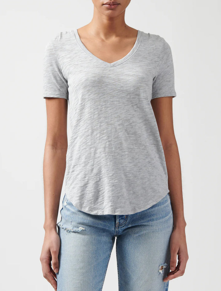 slub v-neck tee in heather grey