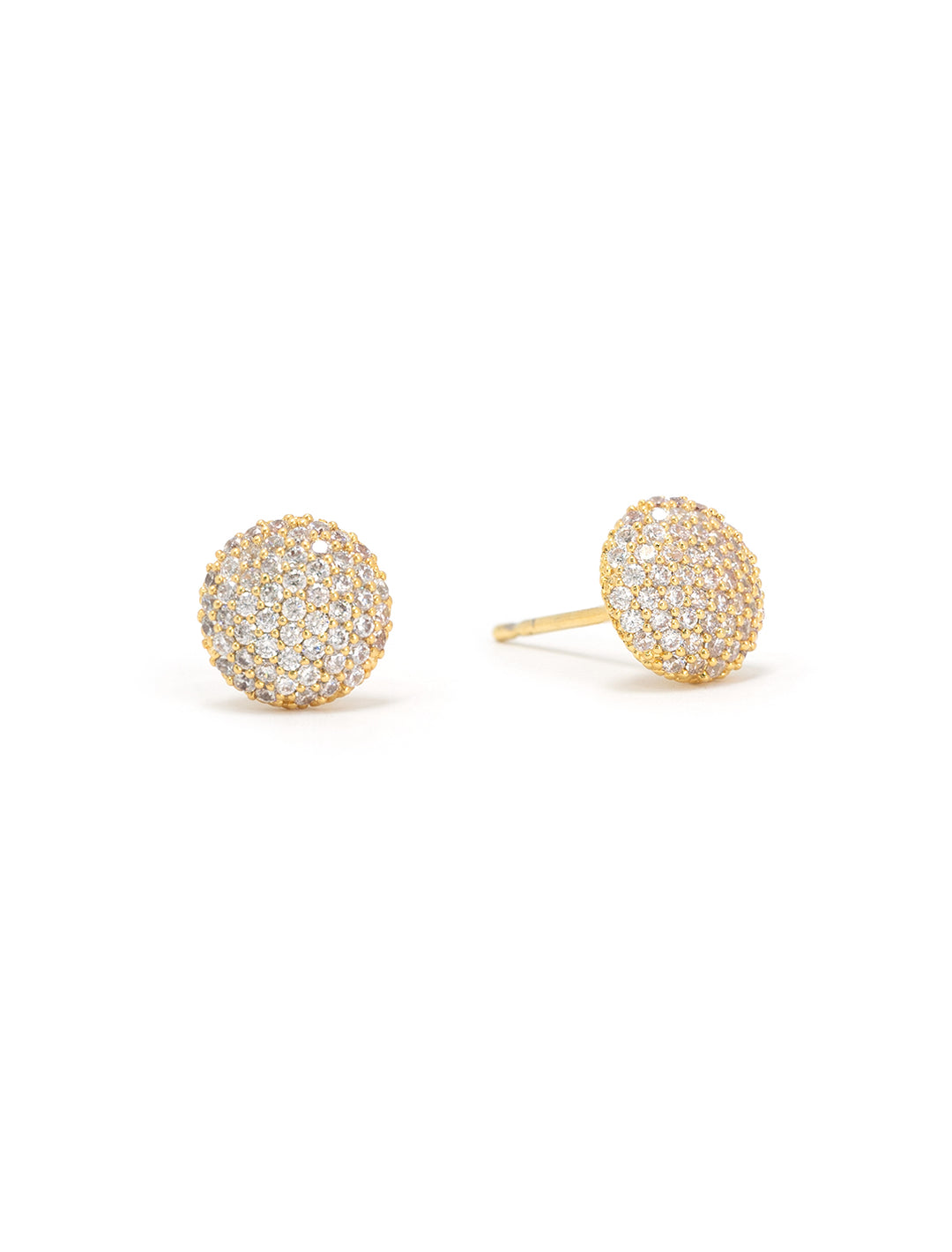 Front view of Tai's cz button studs in gold.
