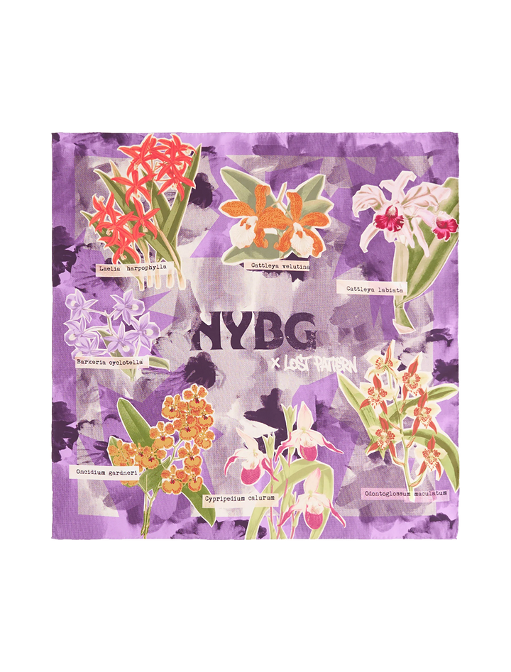 LP + NYBG Orchid on the Block scarf in purple