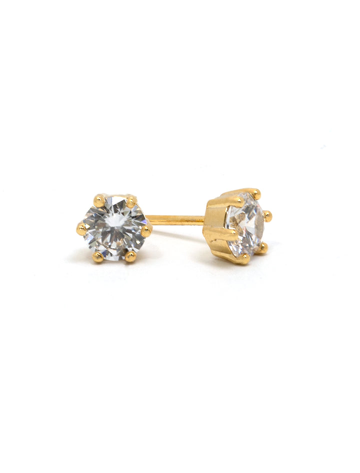 solitaire cz studs in gold