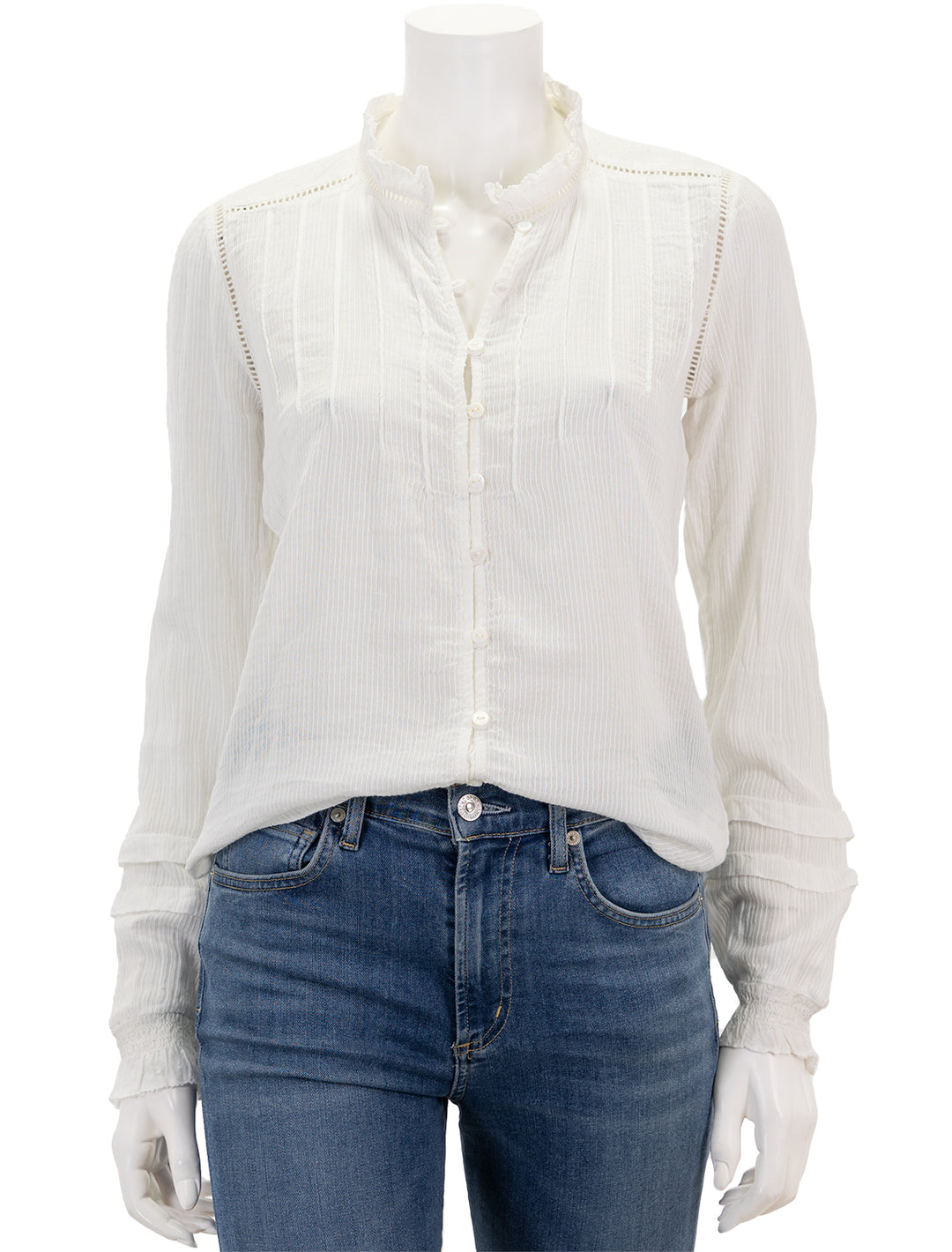 Front view of Faherty's willa top in white.