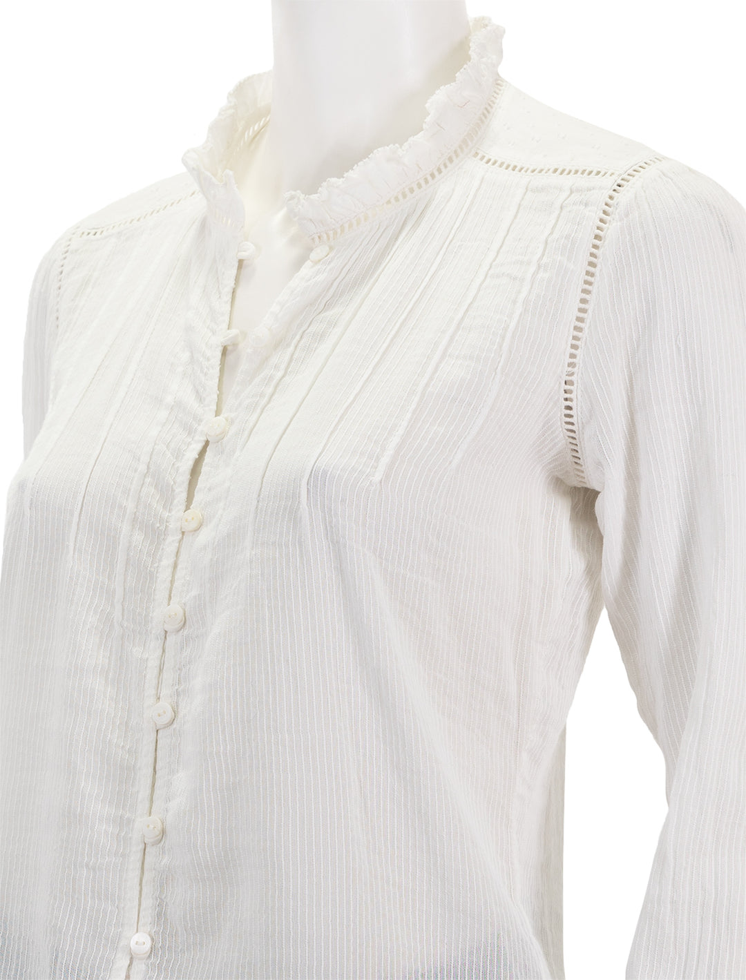 Close-up view of Faherty's willa top in white.