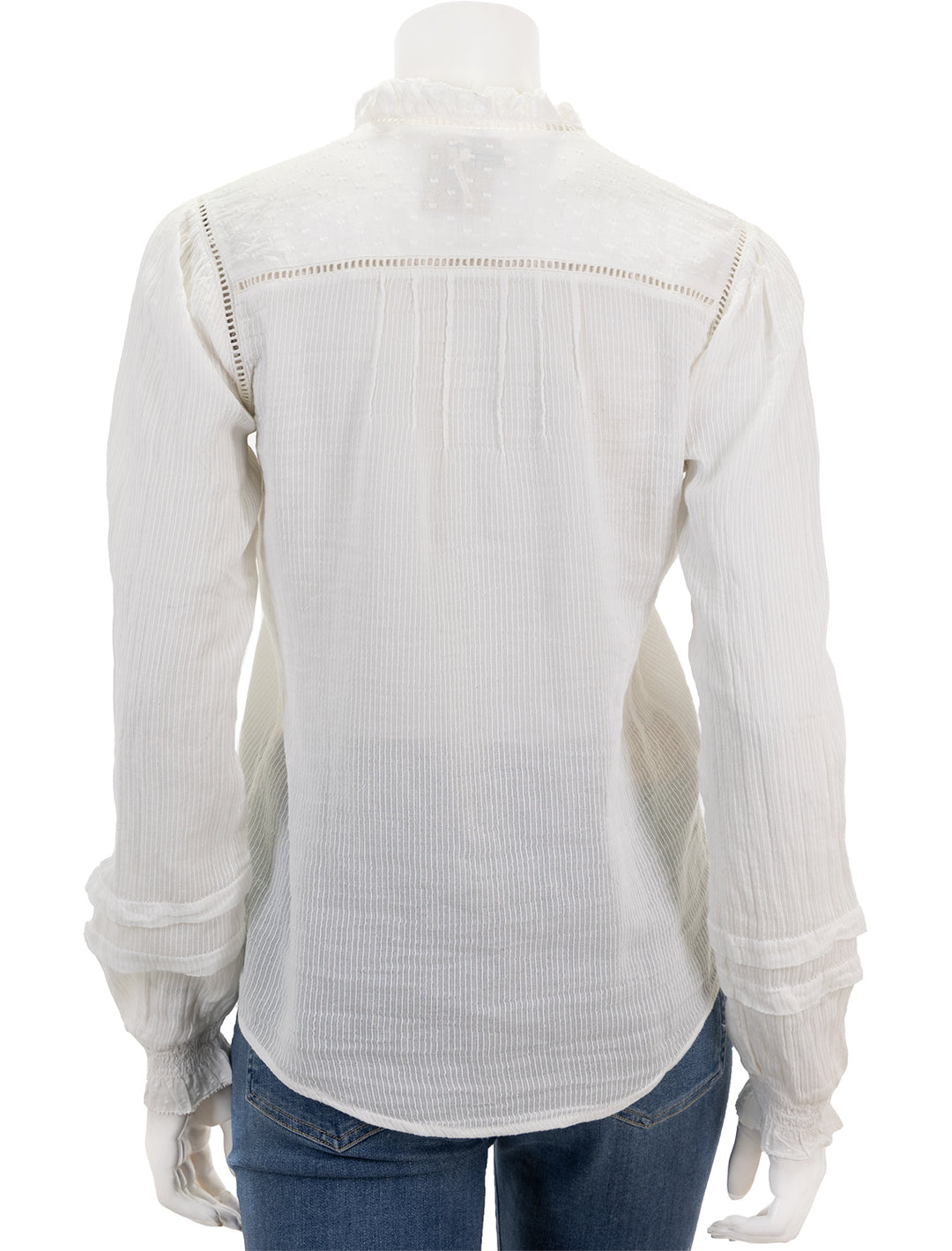 Back view of Faherty's willa top in white.
