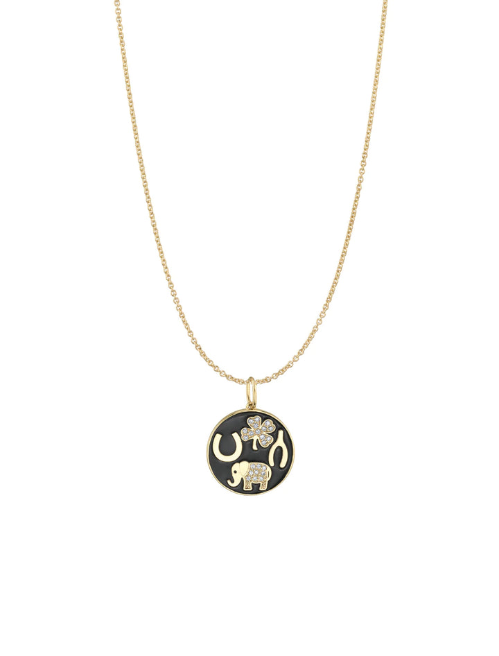 luck tableau enamel medallion necklace