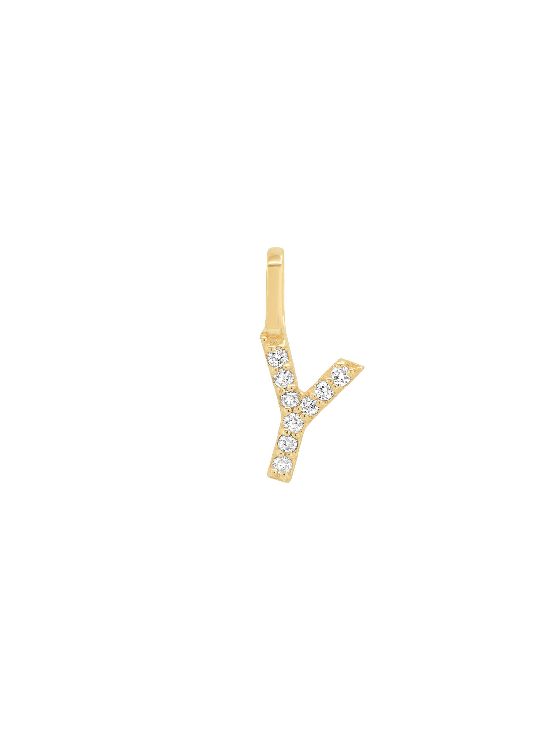 14k pave diamond initial charm - Y