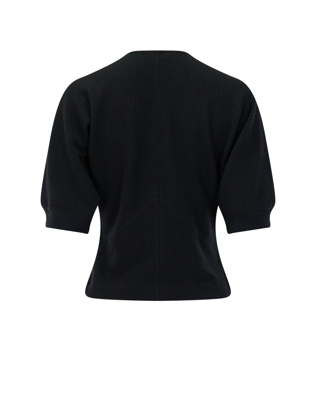 seamed v neck top in black