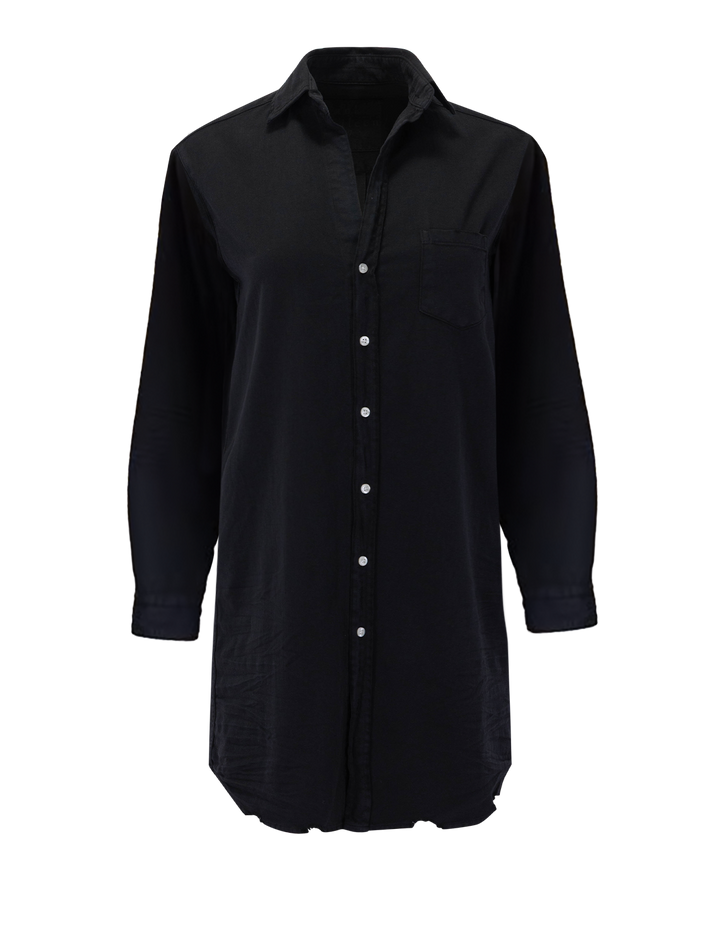 mary dress in black distressed denim