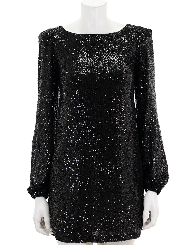 Front view of Steve Madden's delorean dress in black.