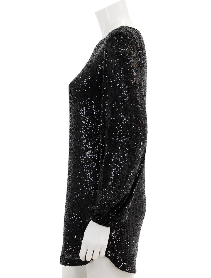 Side view of Steve Madden's delorean dress in black.