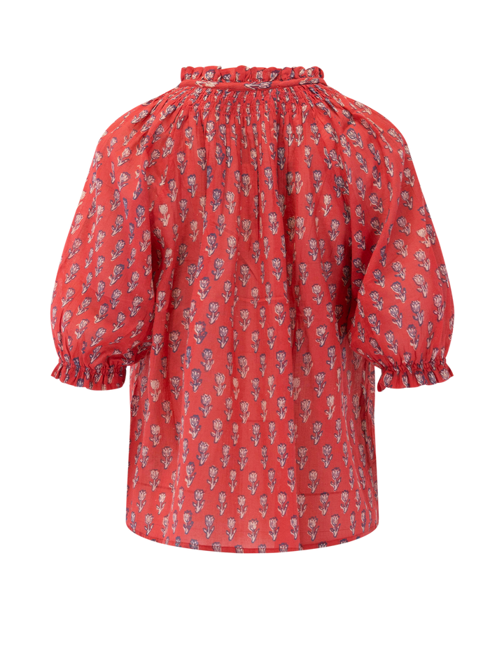 ari print short sleeve top in red