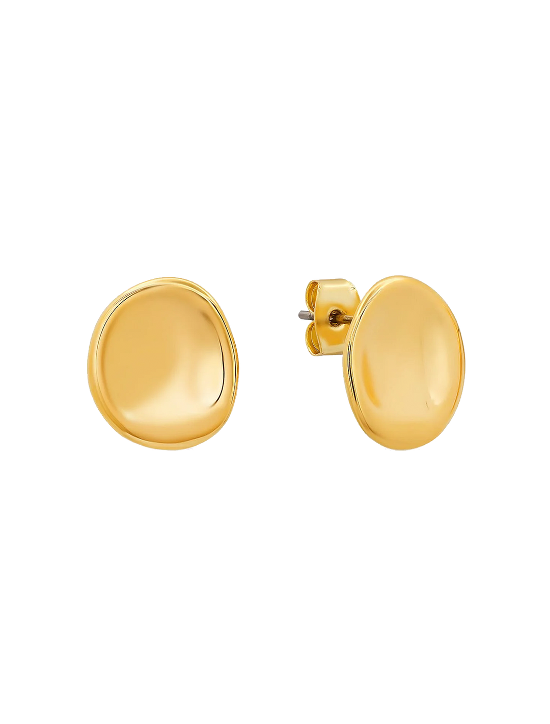 hammered gold button earrings