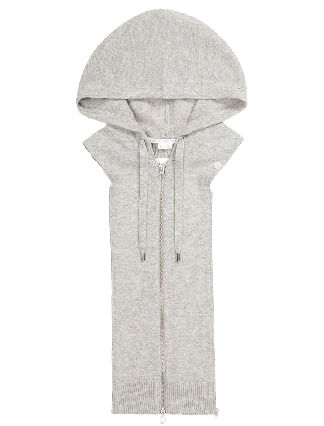 Front view of Veronica Beard's merino + cashmere hoodie dickey in grey.