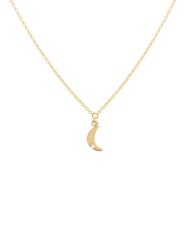 14k and diamond moon pendant necklace