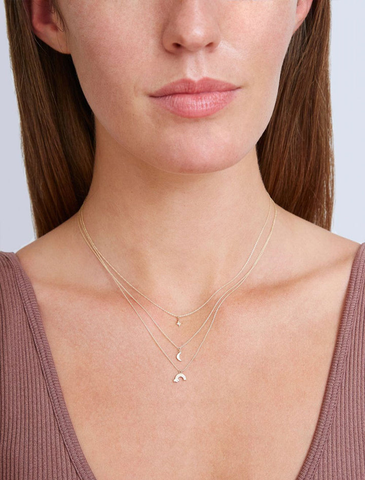 14k and diamond moon pendant necklace
