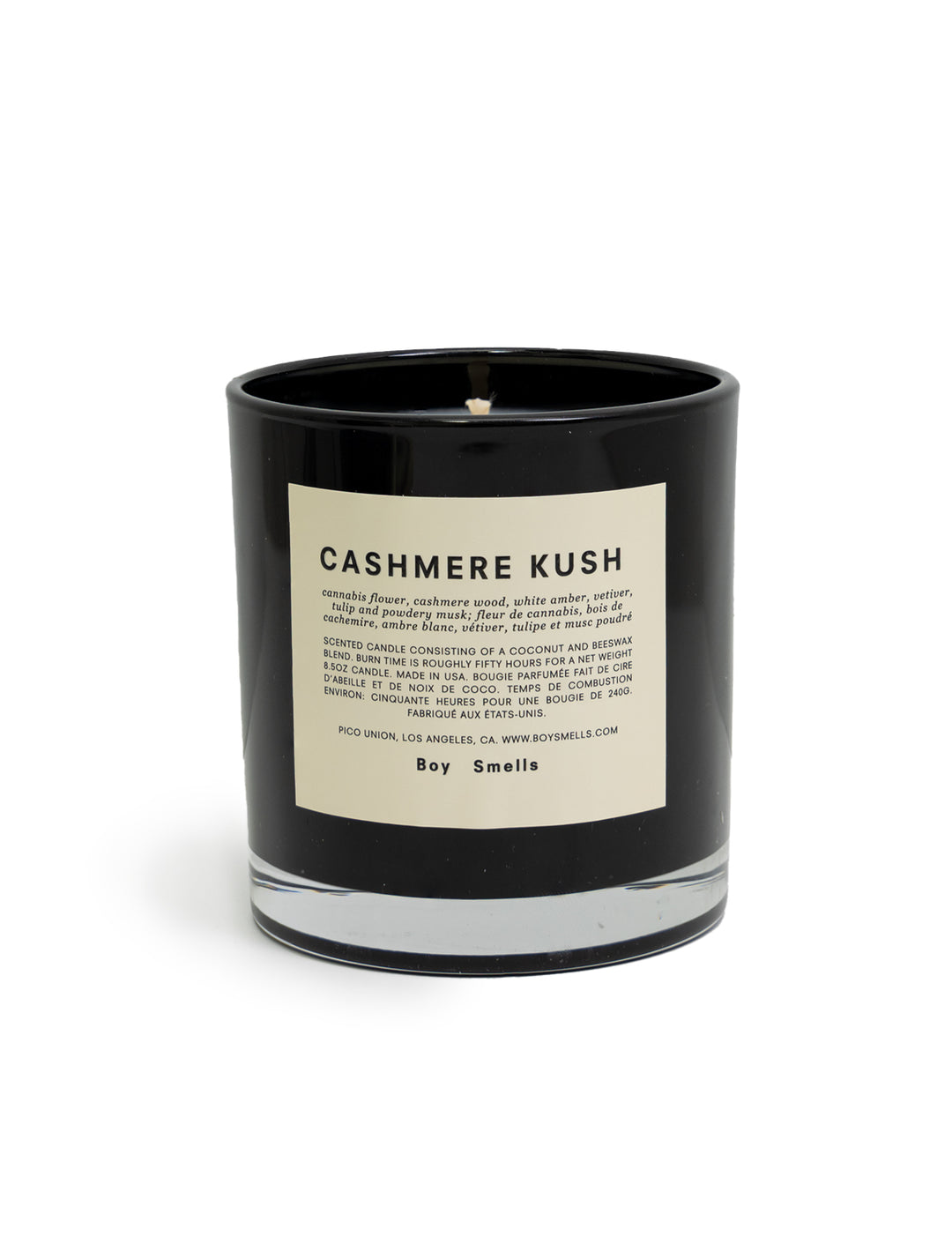 Front view of Boy Smells' Cashmere Kush candle.
