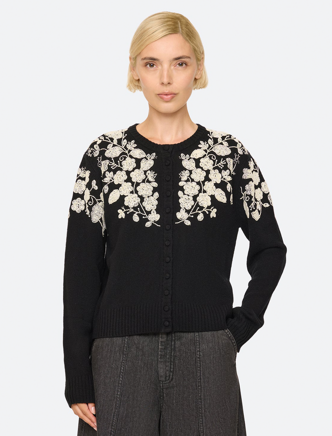 shiloh embelished cardigan in black